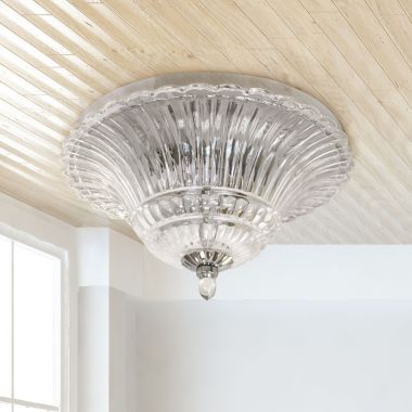 Lalia Home Blossom 2 Light Glass Ceiling Flush Mount, Chrome. View a larger version of this product image.