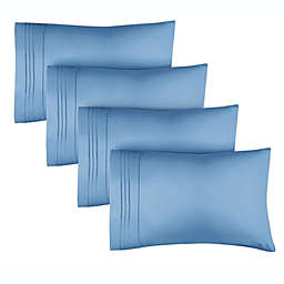CGK Unlimited Pillowcase Set of 4 Soft Double Brushed Microfiber - King - Denim Blue
