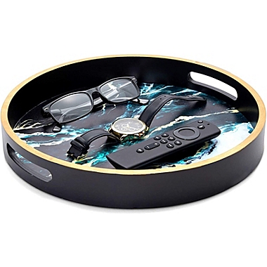 Juvale Round Serving Tray, Marble Print for Ottoman or Countertop (12 In). View a larger version of this product image.