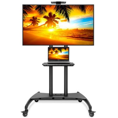 Mount Factory Rolling TV Stand Mobile TV Cart for 55" - 80" Plasma Screen, LED, LCD, OLED, Curved TV's - Universal Mount with Wheels. View a larger version of this product image.