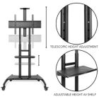 Alternate image 3 for Mount Factory Rolling TV Stand Mobile TV Cart for 55" - 80" Plasma Screen, LED, LCD, OLED, Curved TV's - Universal Mount with Wheels