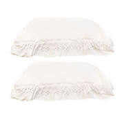 KOVOT Set of 2 Ruffled Bed Pillow Shams with Embroidered Eyelet Detail Pillow Cover Sleeve - White