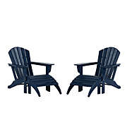 WestinTrends Adirondack Chair with Footrest Ottoman Set (Set of 2), Navy Blue