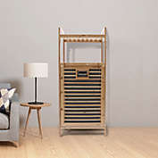 Kitcheniva 2-Tier Bamboo Laundry Hamper Cabinet Organizer, Storage Tilt Out Laundry Basket