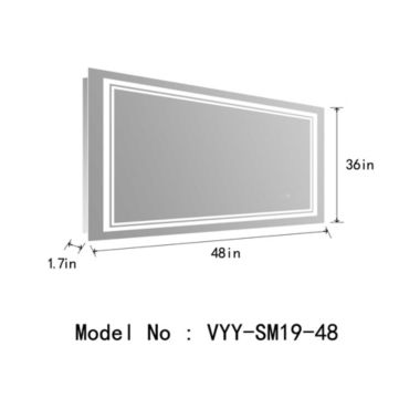 Vyaya Victoria 48 in. W x 36 in. H Rectangular Frameless Anti-Fog Wall Bathroom LED Vanity Mirror in Silver. View a larger version of this product image.
