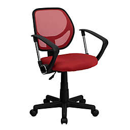 Emma + Oliver Red Mesh Swivel Task Office Chair with Arms
