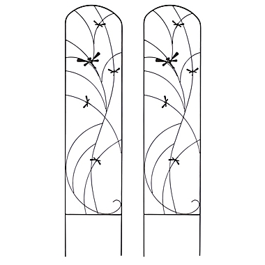 Sunnydaze Decorative Steel Metal Dragonfly Delight Design Garden Trellis - 55.75" H - Black - 2-Pack. View a larger version of this product image.