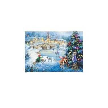Korsch Seasonal Decorative Skating Scene Christmas Advent Calendar - 8"H x  11.5W" x .1"D | Bed Bath & Beyond