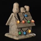 Alternate image 0 for Peanuts Snoopy on Dog House Solar Powered Light Up Christmas Garden Statue New