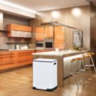 Alternate image 1 for ToiletTree Products 16 Gallon White Stainless Steel Step Garbage Bin with Soft Close Lid