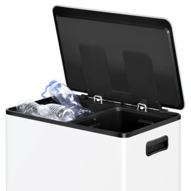 ToiletTree Products 16 Gallon White Stainless Steel Step Garbage Bin with Soft Close Lid. View a larger version of this product image.