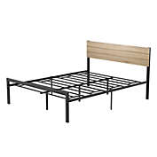 Idealhouse Vienna Queen Metal Bed Frame with Mattress Foundation and Headboard
