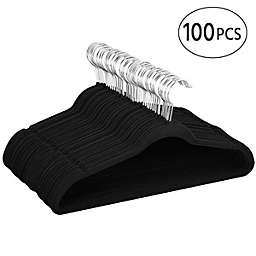Yaheetech 100 Pack Non Slip Velvet Clothes Hangers with 360 Swivel  Hook in Black