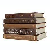 Booth & Williams Chocolate Decorative Book Stack, Set of 5, Real shelf-ready books for home or office decor, weddings or staging