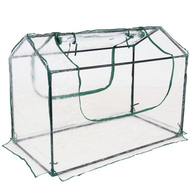 Sunnydaze Mini Greenhouse with 2 Zippered Side Doors - 4' x 2' - Clear. View a larger version of this product image.