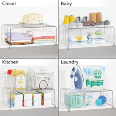 mDesign Metal Wire Closet 2-Tier Shelf Divider and Separator, 2 Pack. View a larger version of this product image.