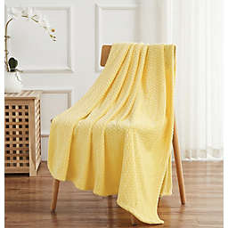 Kate Aurora Ultra Soft & Plush Herringbone Fleece Throw Blanket Covers - Autumn Yellow