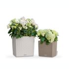 Alternate image 0 for Lechuza USA 12" Sand Brown All In One Cube Wicker Planter