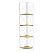 Monarch Specialties I 3652 Bookcase - 60&quot;H / Natural / White Metal Corner Etagere
