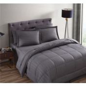 The Nesting Company Maple Dobby Stripe Bed in a Bag Bedding Set - 8 Piece Comforter Set and Sheet Set Set Super Soft & Comfortable - King - Gray