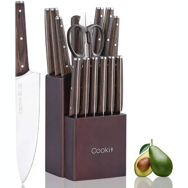 New Space Kitchen Knife Sets, Cookit 15 Piece Knife Sets with Block for Kitchen Chef Knife. View a larger version of this product image.