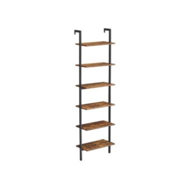 BreeBe Industrial Brown 6-tier Wall-mounted Ladder Shelf. View a larger version of this product image.