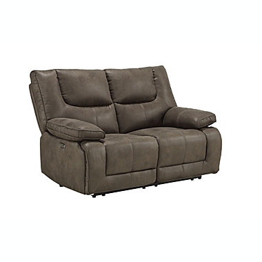 Yeah Depot Harumi Loveseat (Power Motion), Gray Leather-Aire. View a larger version of this product image.