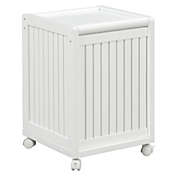 Contemporary Home Living 24" White Solid Square Rolling Laundry Hamper with Lid