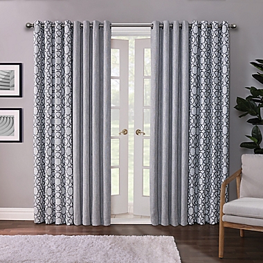 Design Solutions Quinn 84-Inch Grommet 100% Blackout Window Curtain Panel in Grey (Single). View a larger version of this product image.