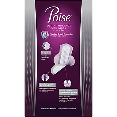 Poise&reg; Active Collection&trade; 18-Count Ultra Thin Incontinence Pads with Wings. View a larger version of this product image.