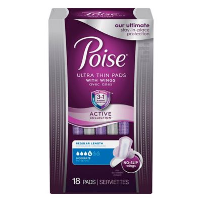 Poise&reg; Active Collection&trade; 18-Count Ultra Thin Incontinence Pads with Wings
