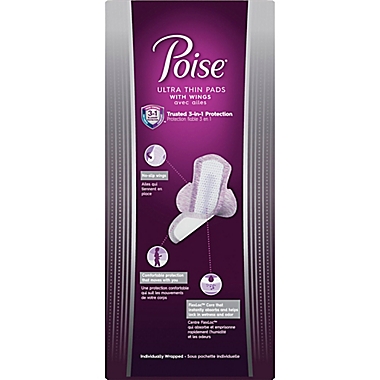 Poise&reg; Active Collection&trade; 12-Count Ultra Thin Incontinence Pads with Wings. View a larger version of this product image.