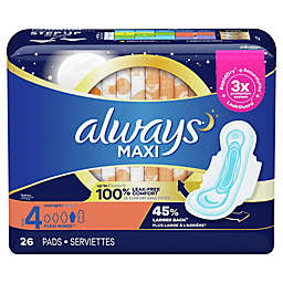 Always 26-Count Overnight Size 4 Maxi Pads with Flexi-Wings