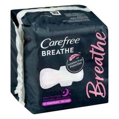 Carefree Breathe 12-Count Ultra Thin Overnight Pads