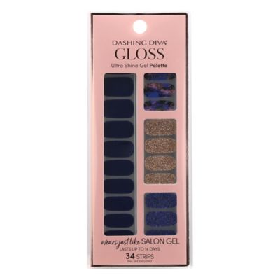 Dashing Diva 32-Count GLOSS Ultra Shine Gel Palette Nail Strips in Blue Vixon