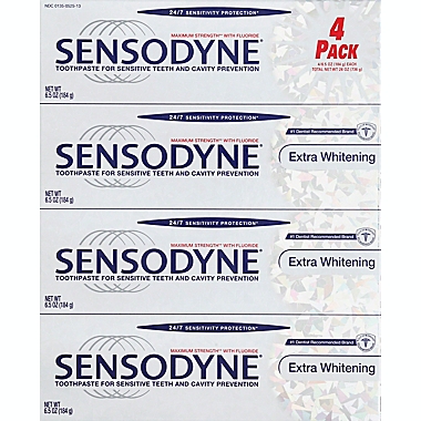 Sensodyne&reg; Maximum Strength Extra Whitening 4-Count 6.5 oz. Toothpaste. View a larger version of this product image.