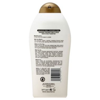 OGX&reg; 19.5 fl. oz. Nourishing Coconut Milk Shampoo. View a larger version of this product image.