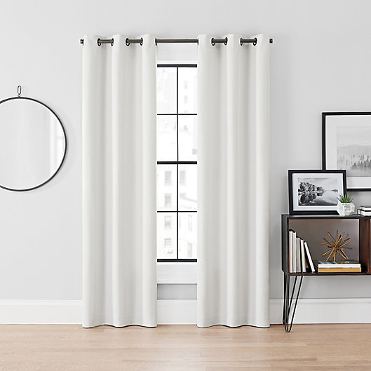 Alternate image 1 for Brookstone® Curtain Fresh™ Dale 63-Inch Grommet Room Darkening Curtains in White